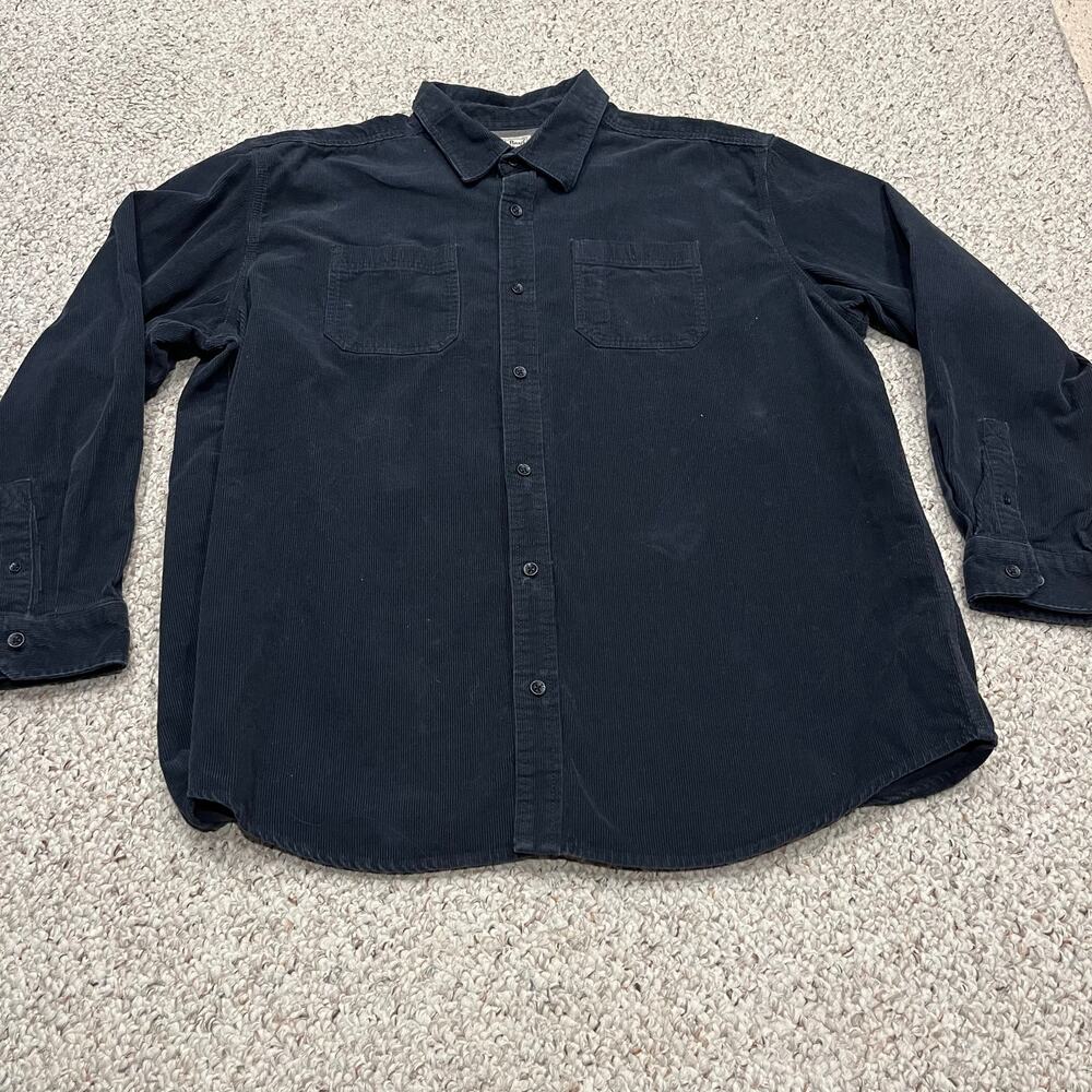 LL Bean Mens Comfort Stretch Corduroy Button Down Shirt Sz XXL Black Outdoor